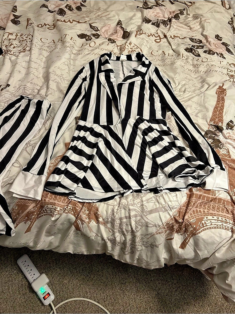 Beatlejuice/Joker costume Black & White Striped Blouse Like New